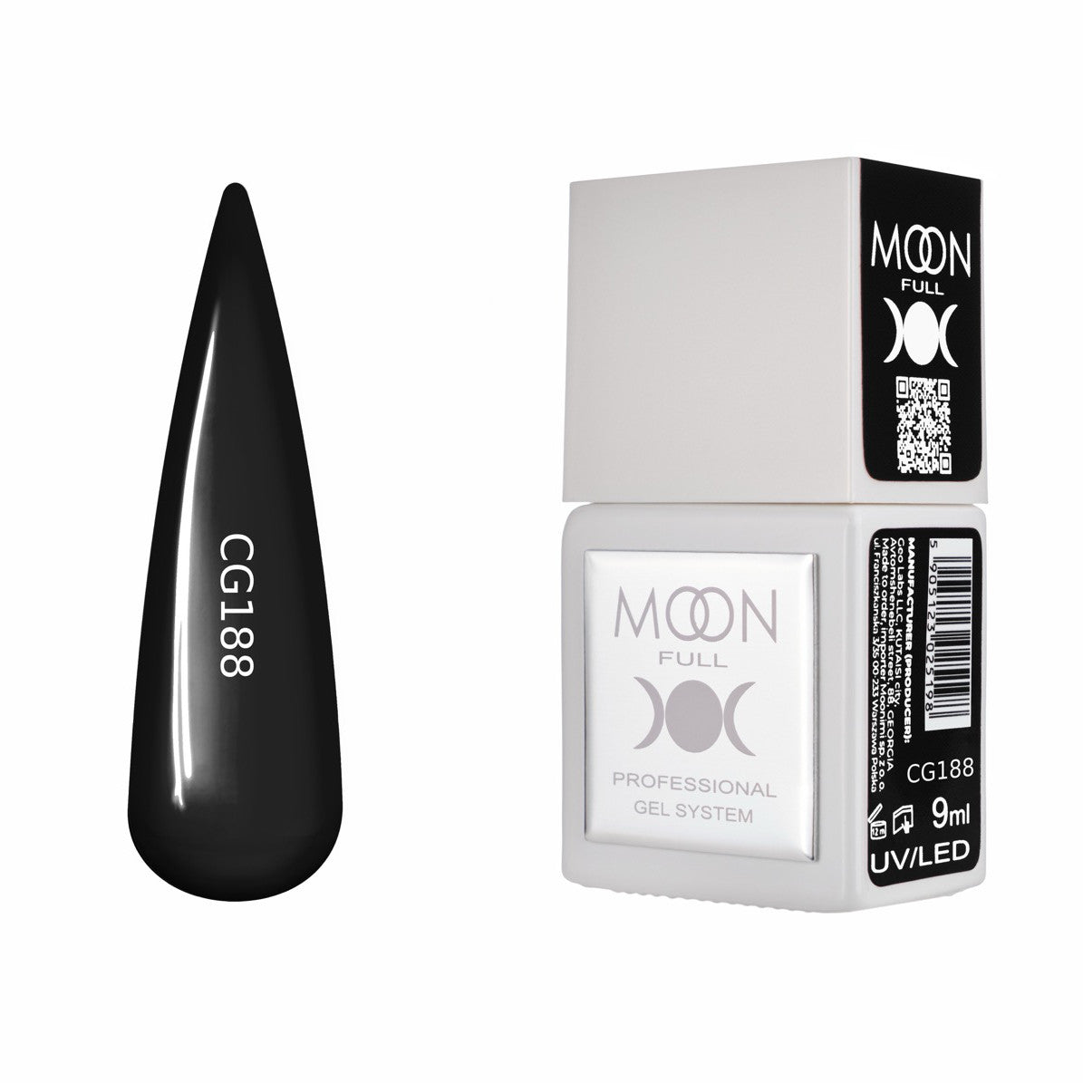 Moon Full Color Gel Polish 9 ml №CG188 – Tiefschwarz, UV-Gel-Lack