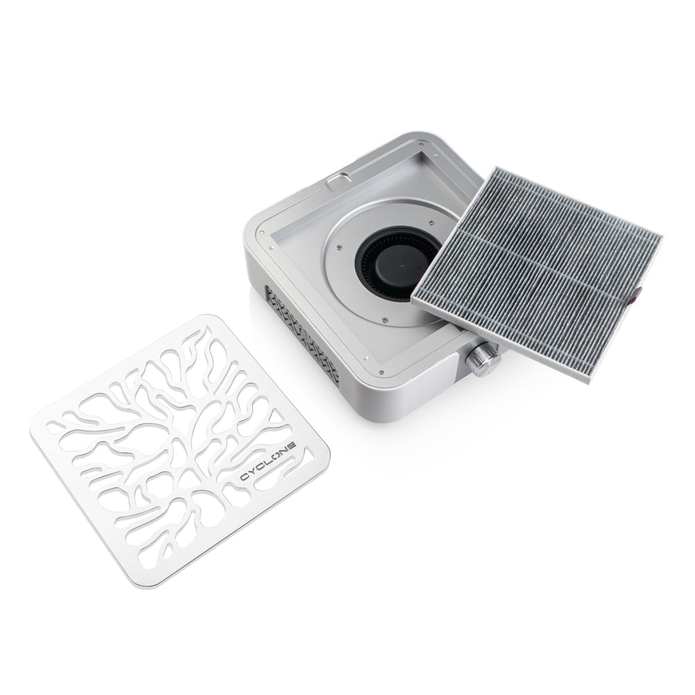 Profi Nagelstaubabsaugung CYCLONE X3 mit HEPA- und Aktivkohlefilter, 72W, USB-Anschluss, 3 Stufen – BUCOS Innovation