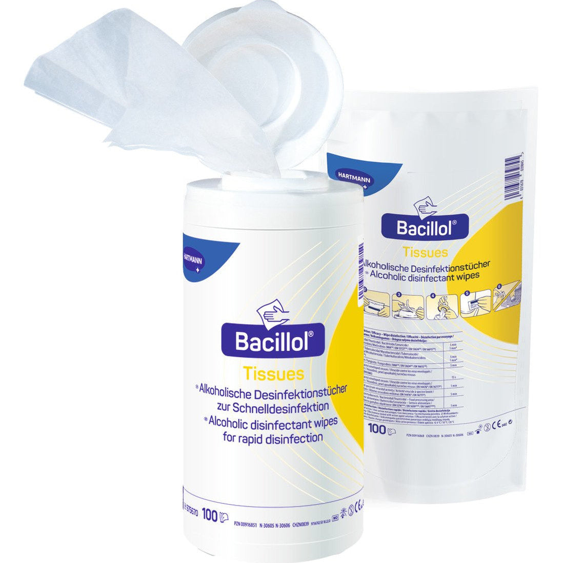 Bacillol® Tissues Spenderdose oder Nachfüllpackung – Schnelldesinfektion für Maniküre & Pediküre