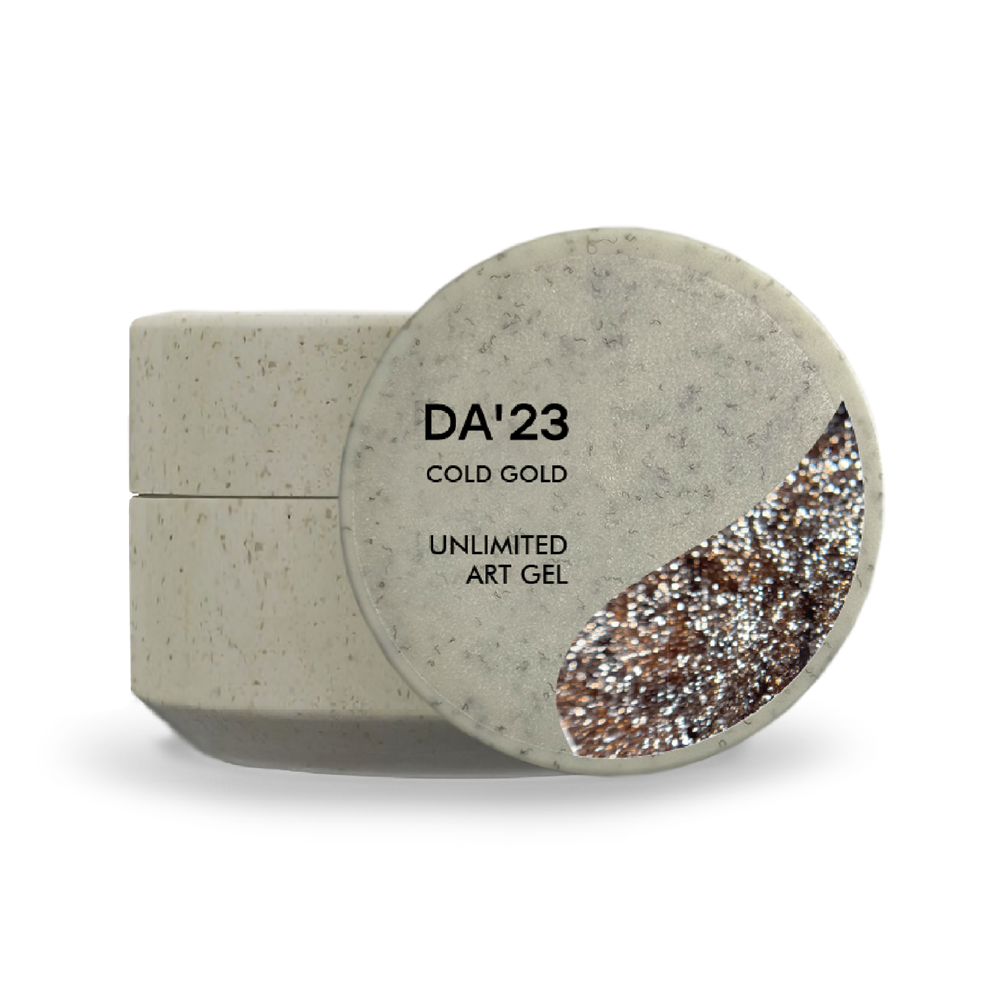 Unlimited Art Gel DA’23 Cold Gold, 5 ml – magnetisches Glitzer-Gel „Cold Gold“ für French Nails und feine Linien