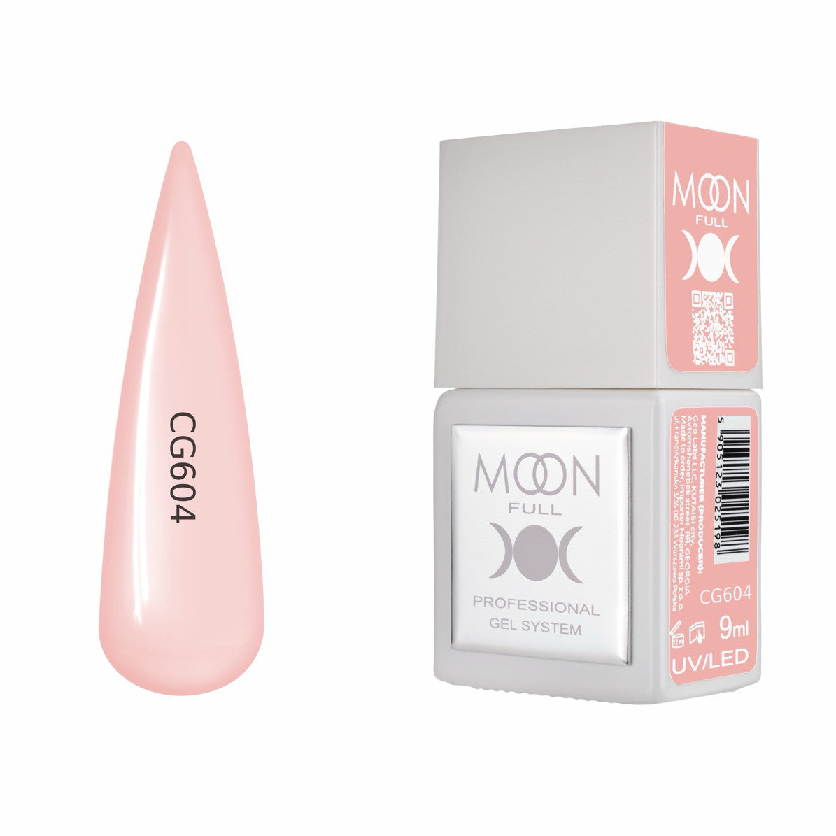 Moon Full Color Gel Polish 9 ml №CG604 – Warmes Korallrosa, UV-Gel-Lack