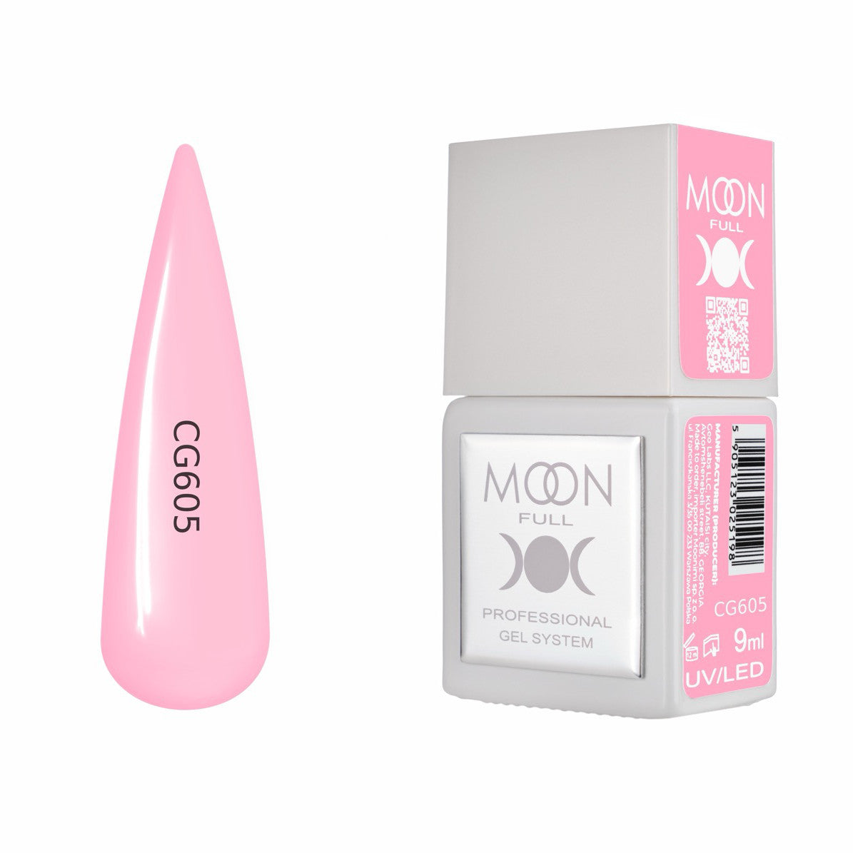 Moon Full Color Gel Polish 9 ml №CG605 – Kräftiges Warmrosa, UV-Gel-Lack