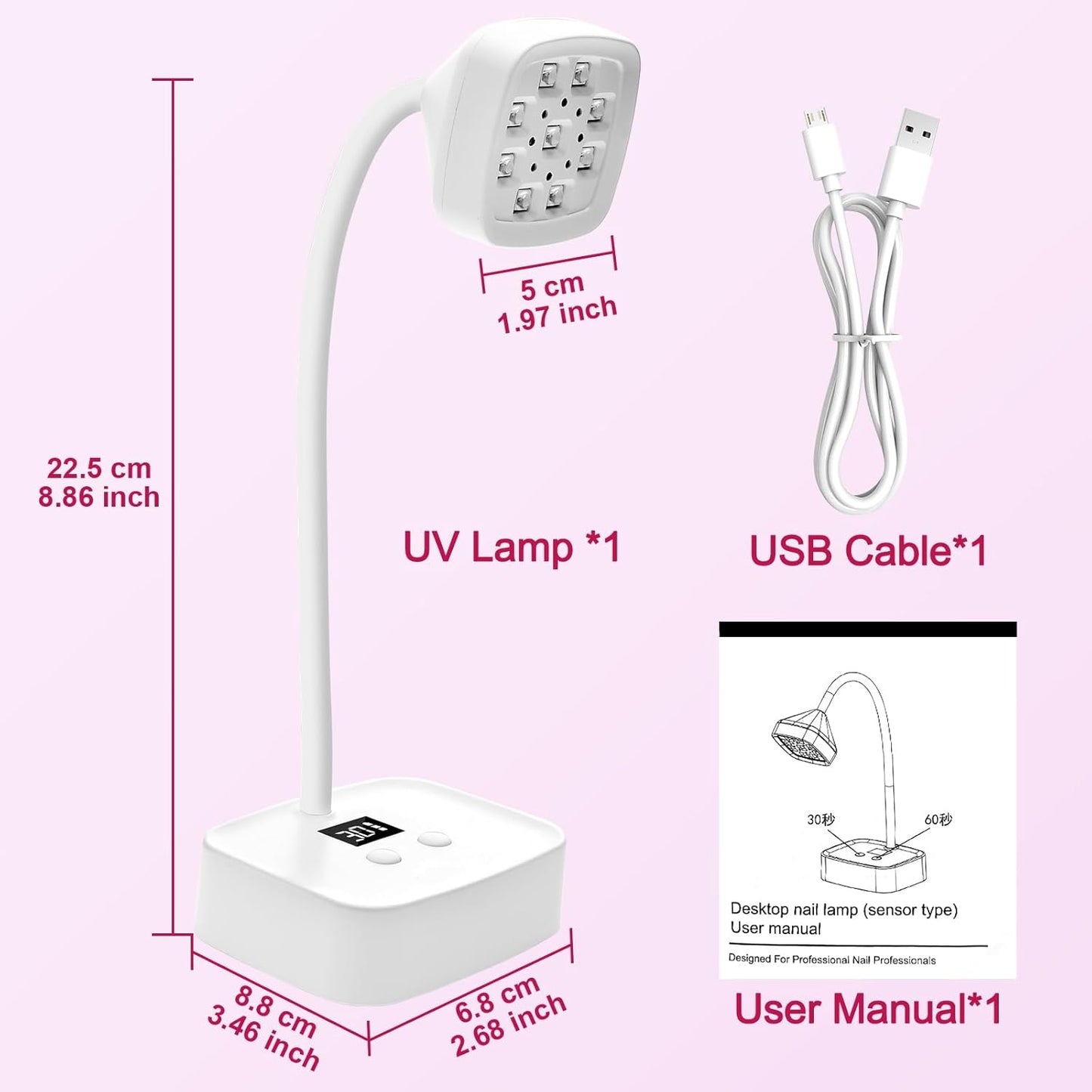 CGBE Мини UV-лампа для ногтей 27 Вт | Портативный LED + UV сушитель для гель-лака с авто-сенсором и 2 таймерами