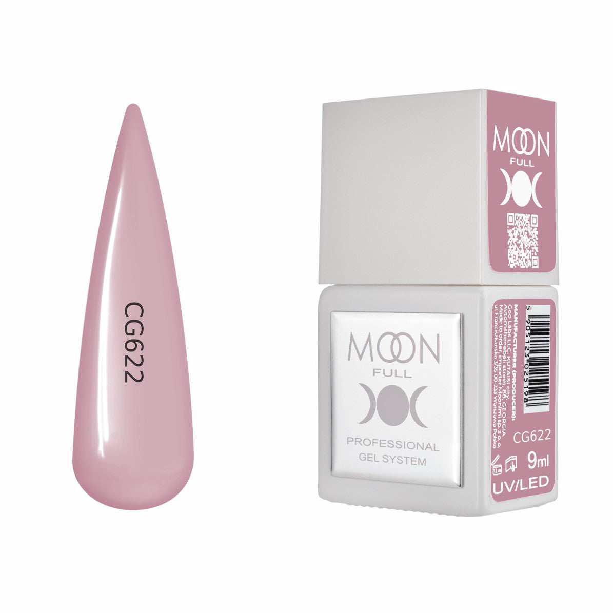 Moon Full Color Gel Polish 9 ml №CG622 – Gedämpftes Mauverosa, UV-Gel-Lack