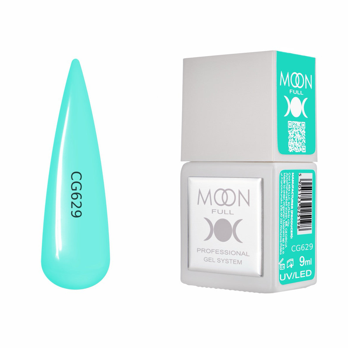 Moon Full Color Gel Polish 9 ml №CG629 – Leuchtendes Türkisblau, UV-Gel-Lack