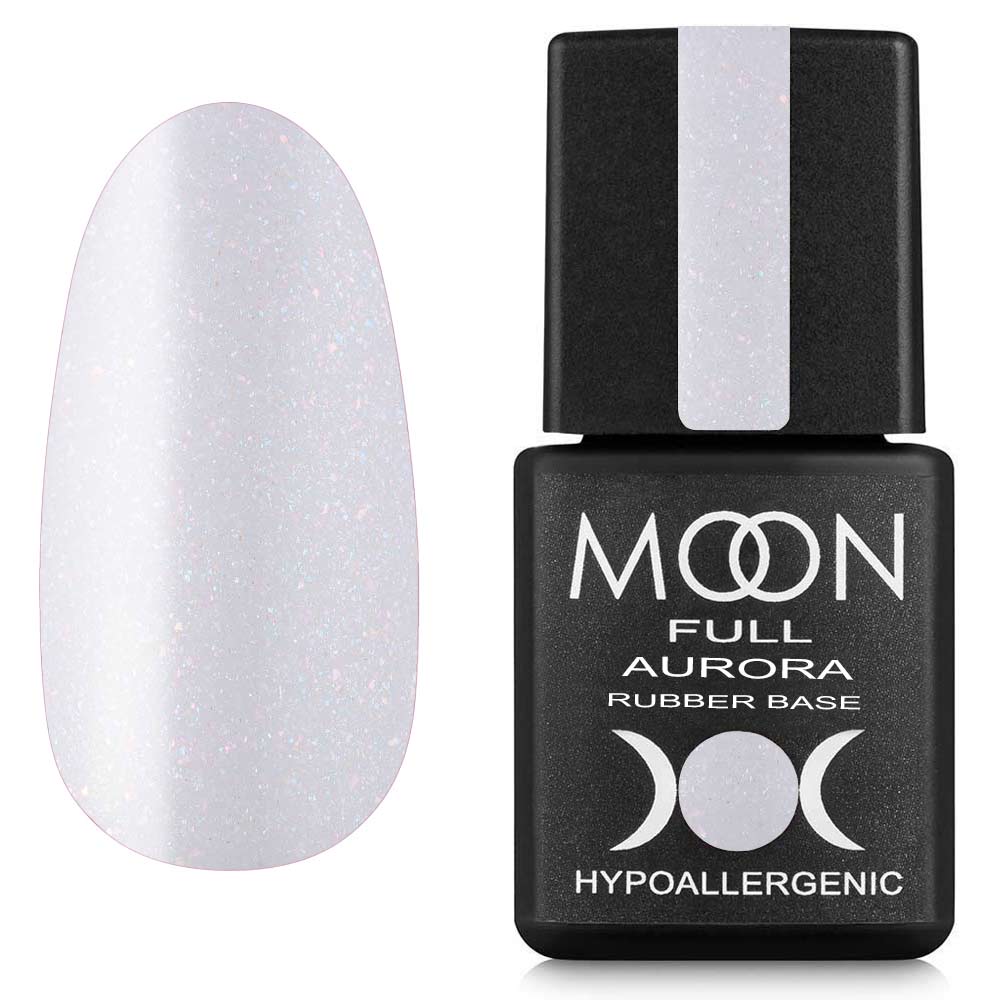 Moon Full Rubber Base AURORA №2008 – Professionelle Rubber Base in Zartlavendel mit feinem Schimmer, 8 ml