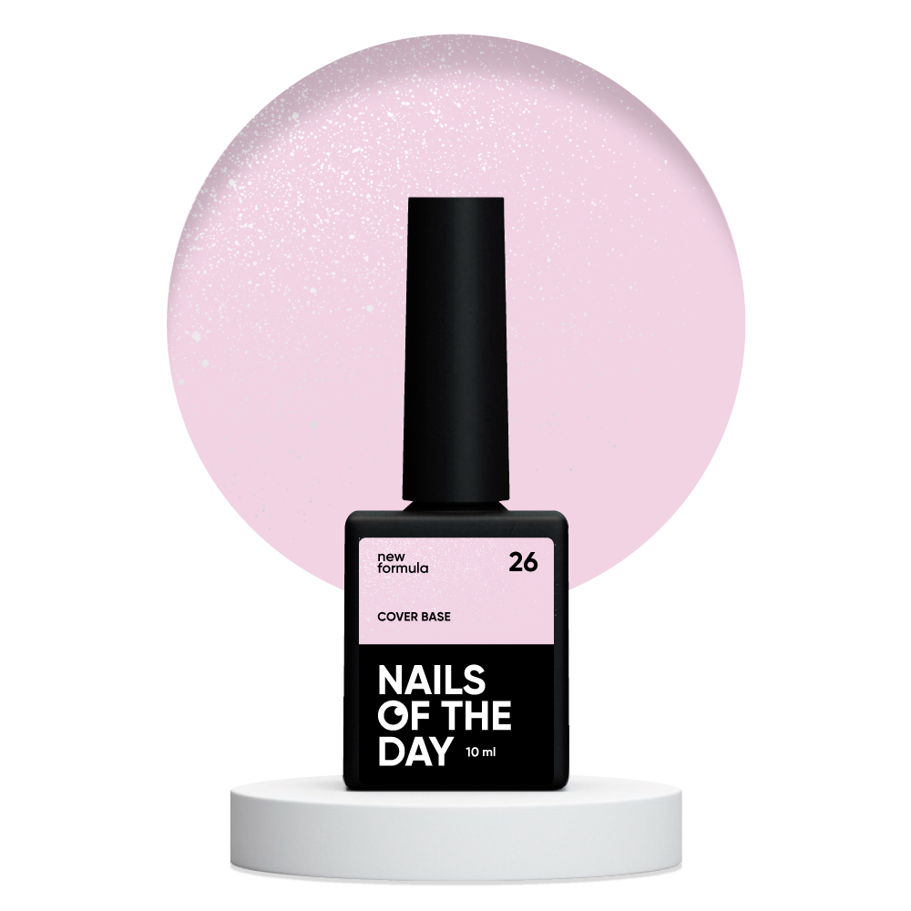 Nailsoftheday Cover Base NEW Formula 26 – zartes Rosa mit silbernem Schimmer Camouflage-Basislack für Nägel, 10ml