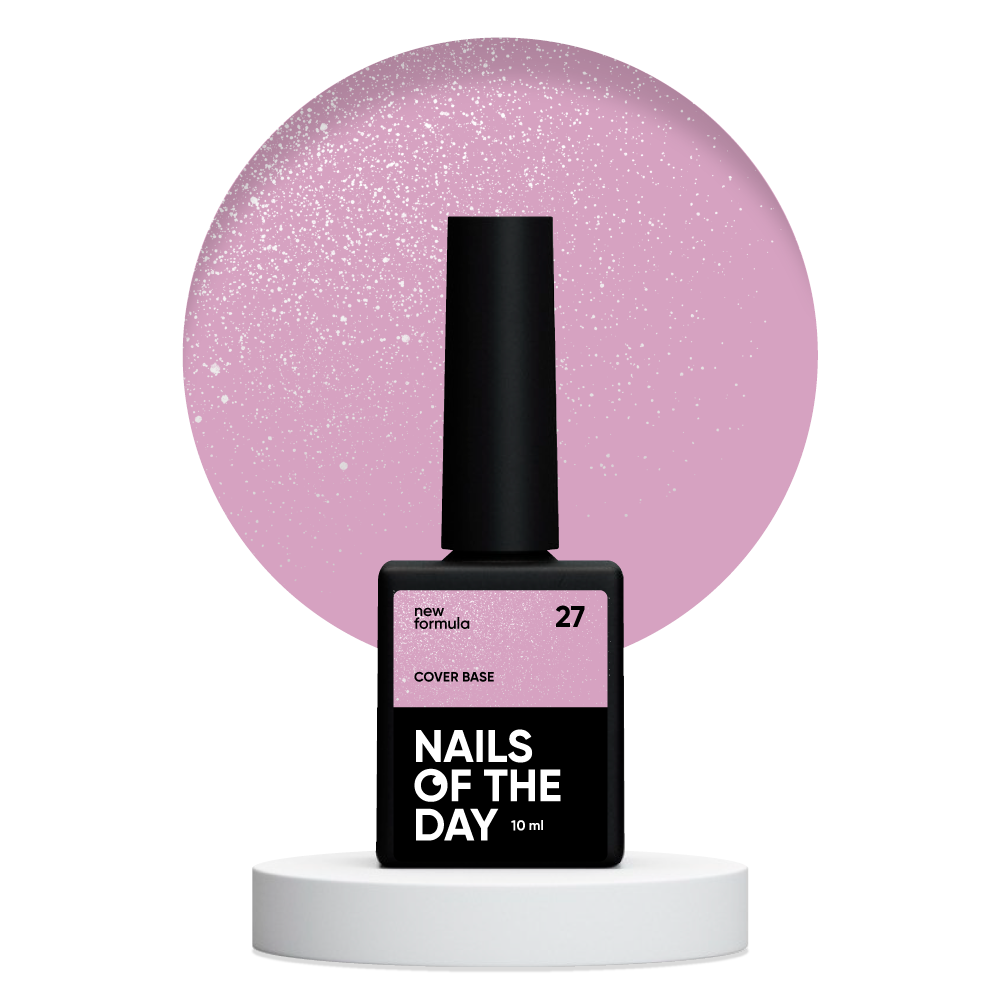 Nailsoftheday Cover Base NEW Formula 27 – Rosa mit silbernem Schimmer Camouflage-Basislack für Nägel, 10ml