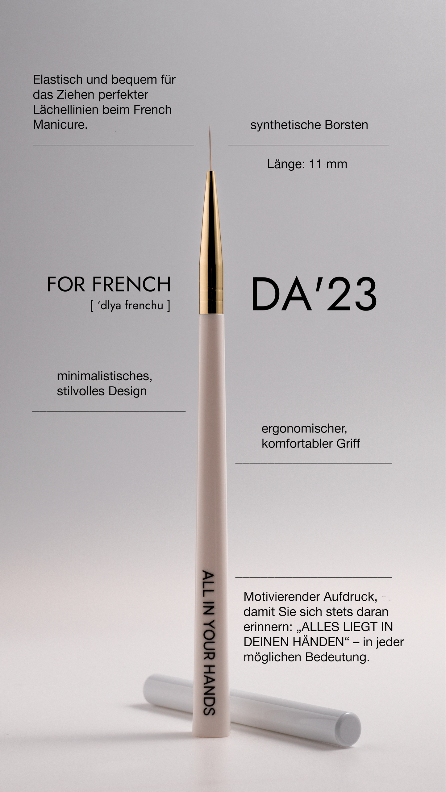 Brush DA’23 For French (mit Kappe) – ultra-komfortabler Pinsel für perfekte French Nails