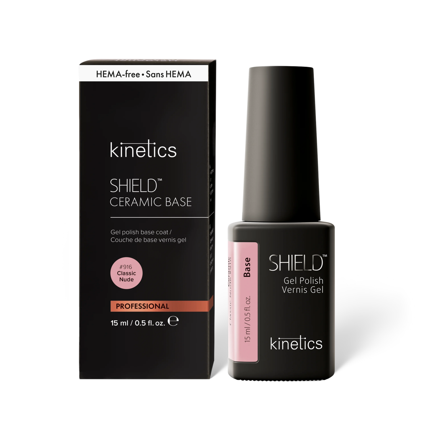 Kinetics SHIELD Ceramic Base Classic Nude #916 15ml – HEMA-freie Keramik-Basis für Gel-Lack, Nagelverstärkung & Nagelverlängerung