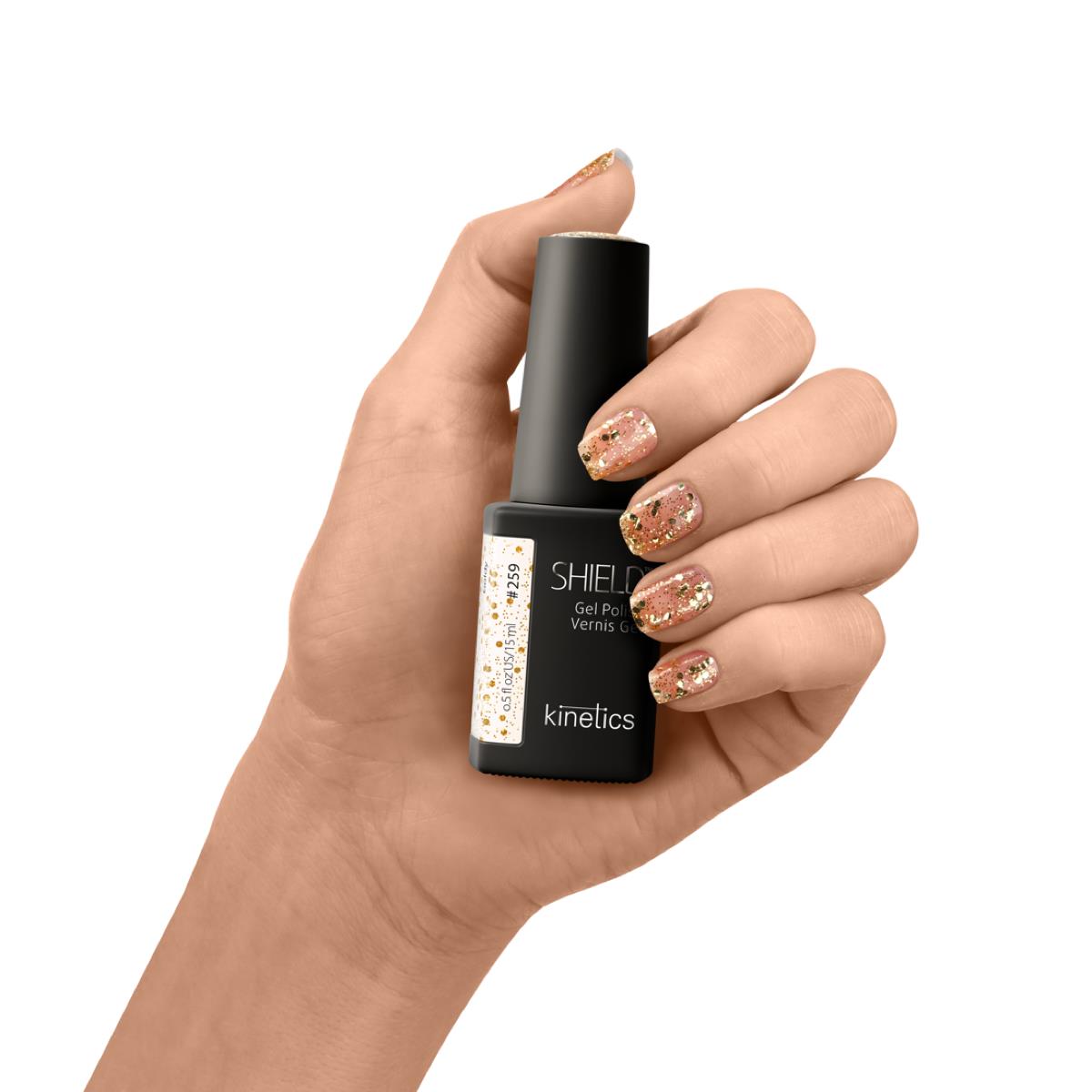 Kinetics Shield Gel Polish #259 GOLDY – schimmerndes Gold-Bronze UV-Gellack, HEMA-frei, 15ml