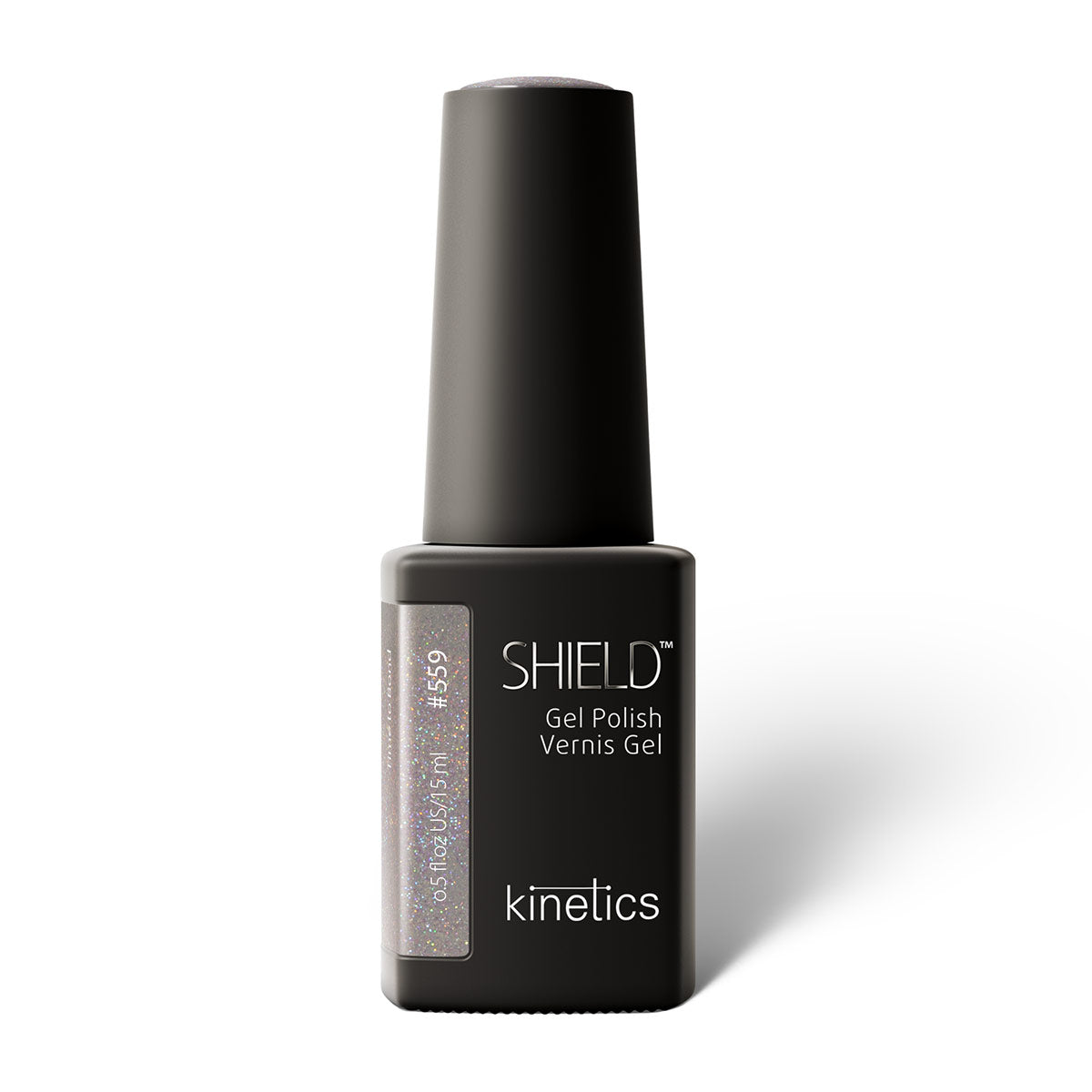 Kinetics SHIELD Gel Polish #559 TIME TO BOND 15ml – UV Nagellack Grau mit Goldstaub, HEMA‑frei