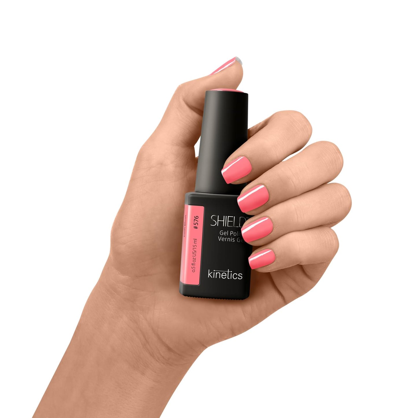Kinetics SHIELD Gel Polish #576 LUSH BLUSH 15ml – UV Nagellack lebhaftes Sommerrosa, HEMA‑frei