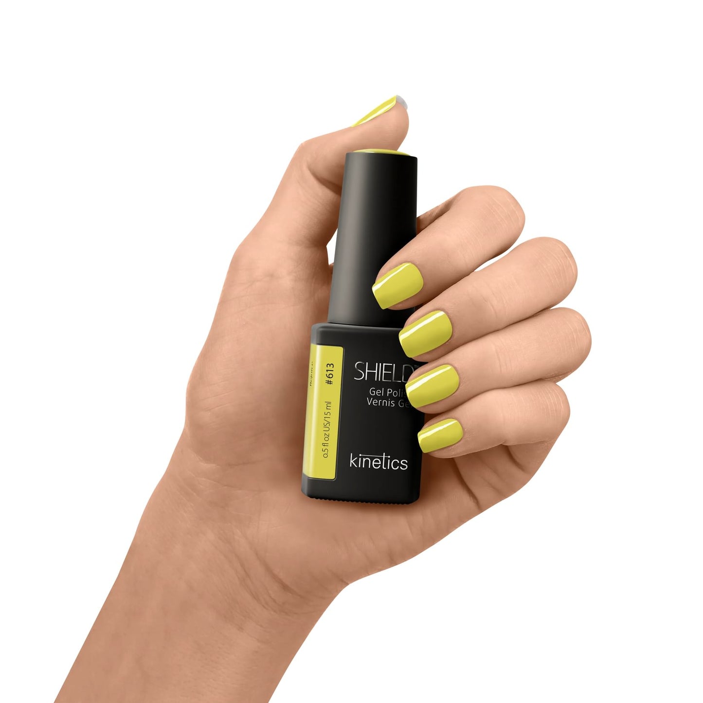 Kinetics SHIELD Gel Polish #613 REJOICE 15ml – UV Neon Nagellack in Cyber Lime, HEMA‑frei