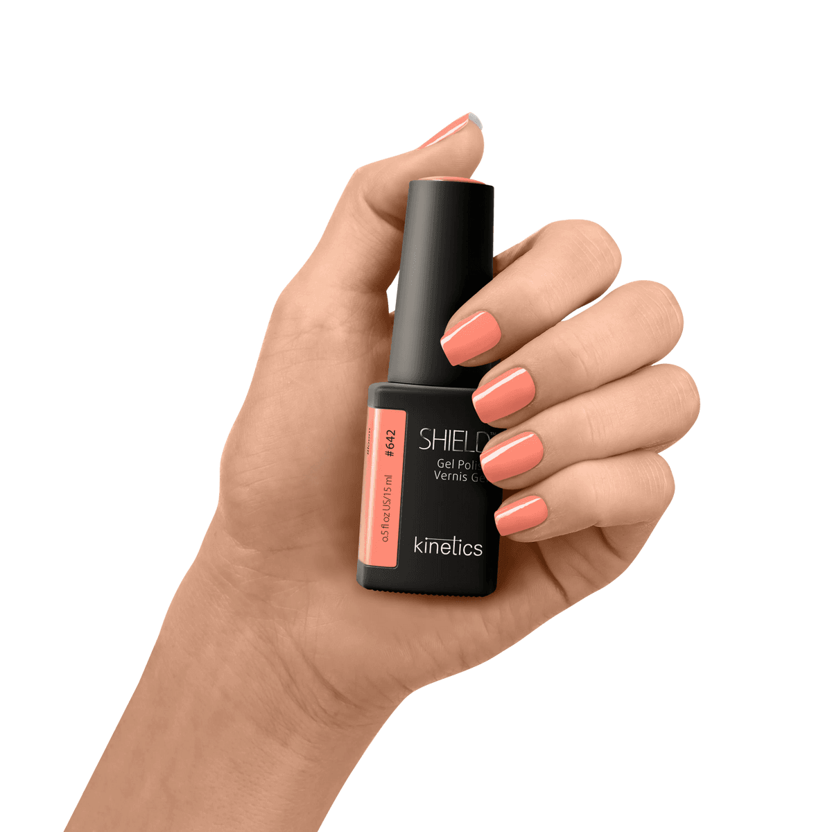 Kinetics SHIELD Gel Polish #642 BLOOM 15ml – leuchtendes Korallenrot UV Nagellack, HEMA-frei