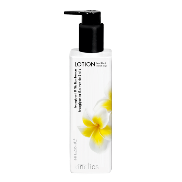Kinetics Hand- & Körperlotion Frangipani & Sizilianische Zitrone 250ml – feuchtigkeitsspendend mit frischem, zitrischem Duft