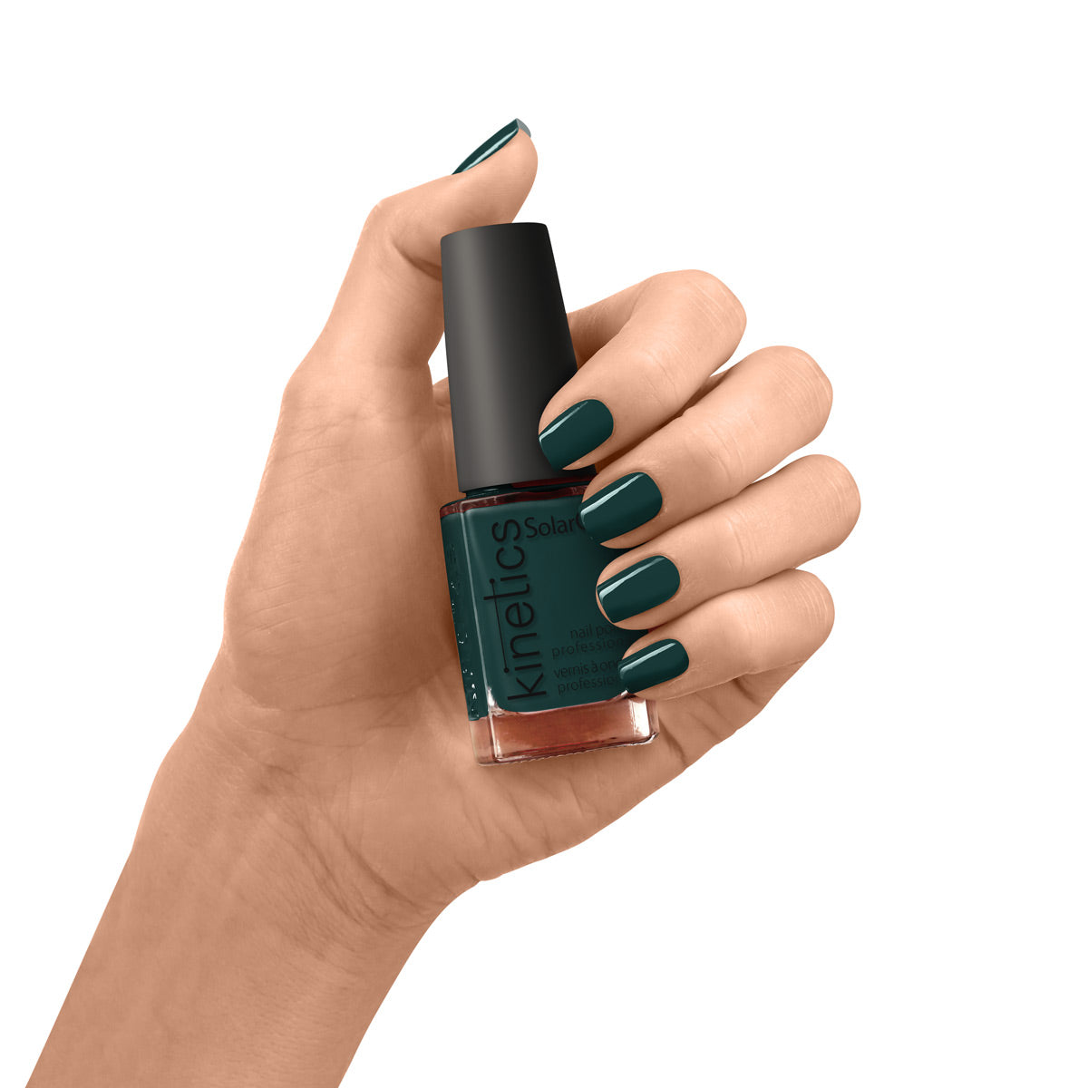 Kinetics Nail Polish SolarGel #523 VERDICT: GREEN 15 мл – классический лак для ногтей глубокого тёмно-зелёного цвета