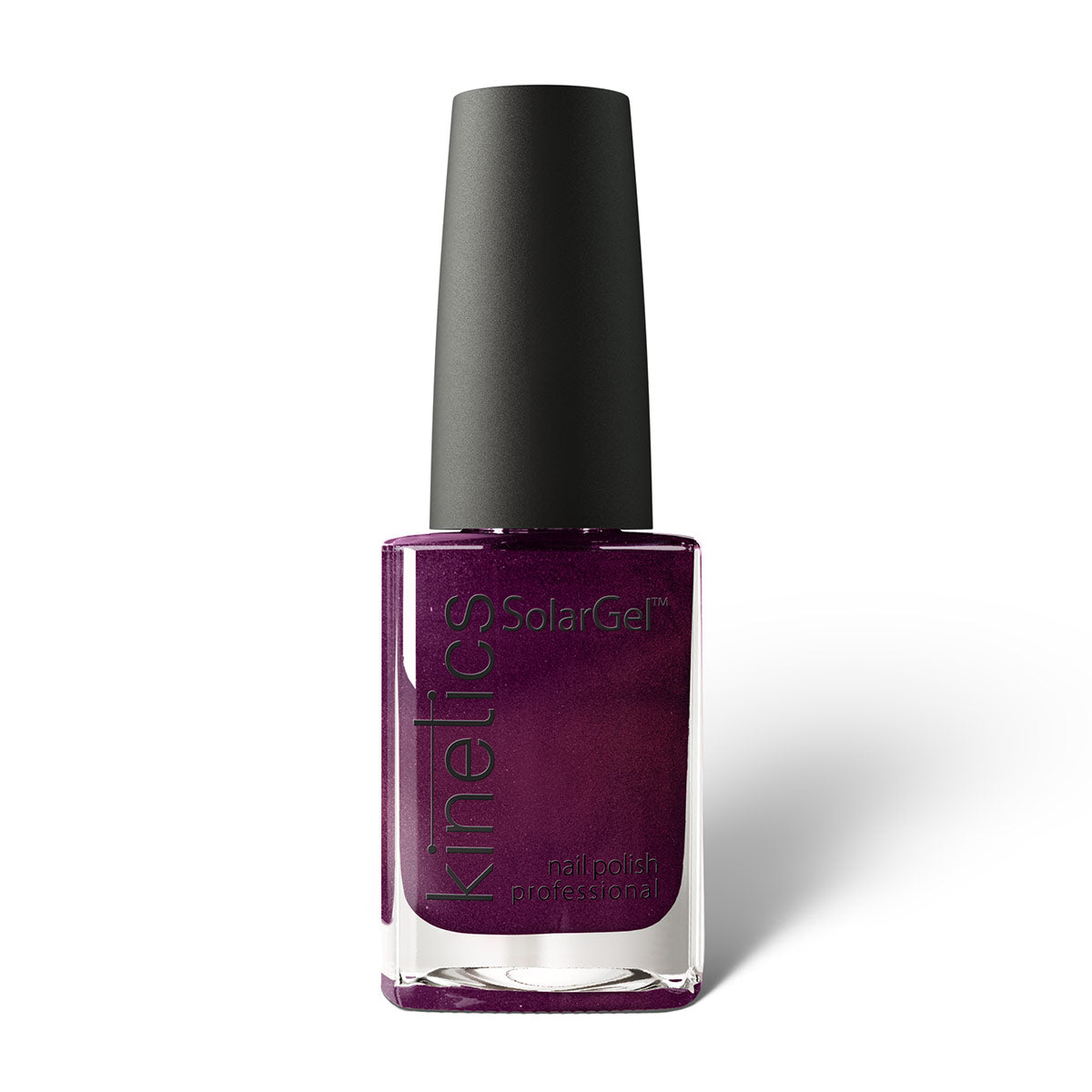 Kinetics Nail Polish SolarGel #563 SPY ME 15 ml – klassischer Nagellack in dunklem Violett mit Goldschimmer