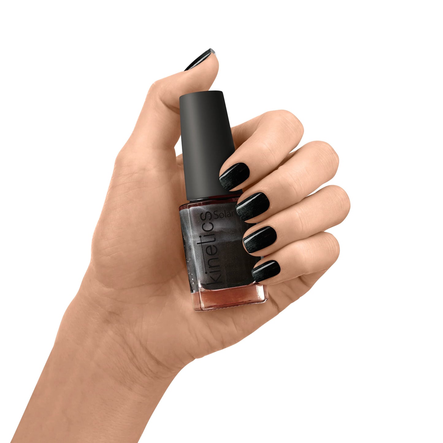Kinetics Nail Polish SolarGel #634 HOLISTIC 15 мл – классический лак для ногтей черный с шиммером