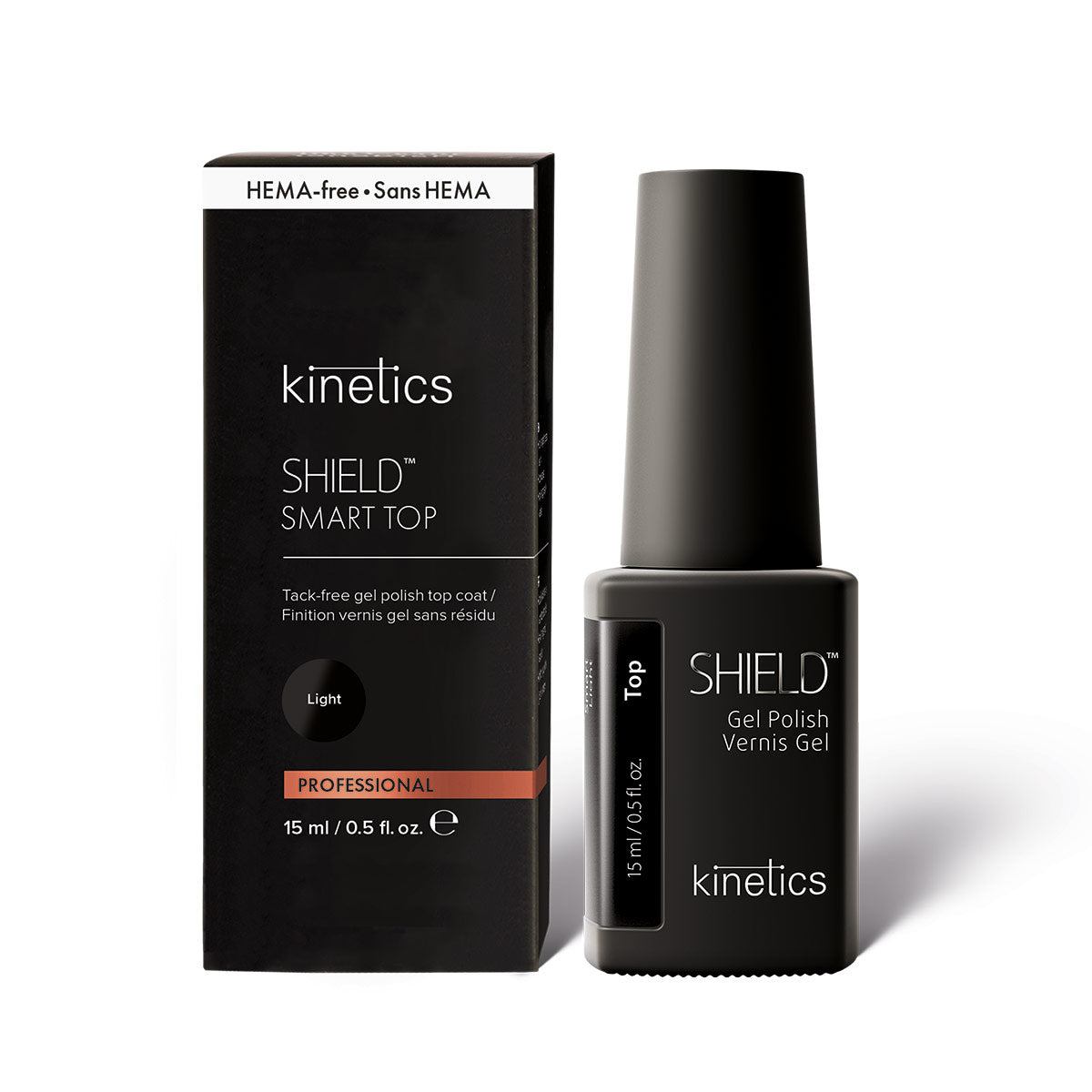 Kinetics SHIELD Smart Top Light HEMA-frei ohne Schwitzschicht 15ml – Dünner No-Wipe Top Coat für natürlichen Look