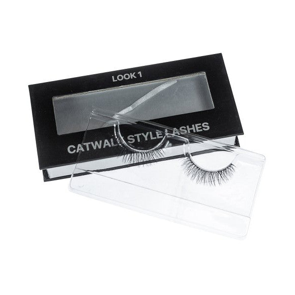 Eyelashes on tape Catwalk style, Look 1 (on black stripe) in cardboard box