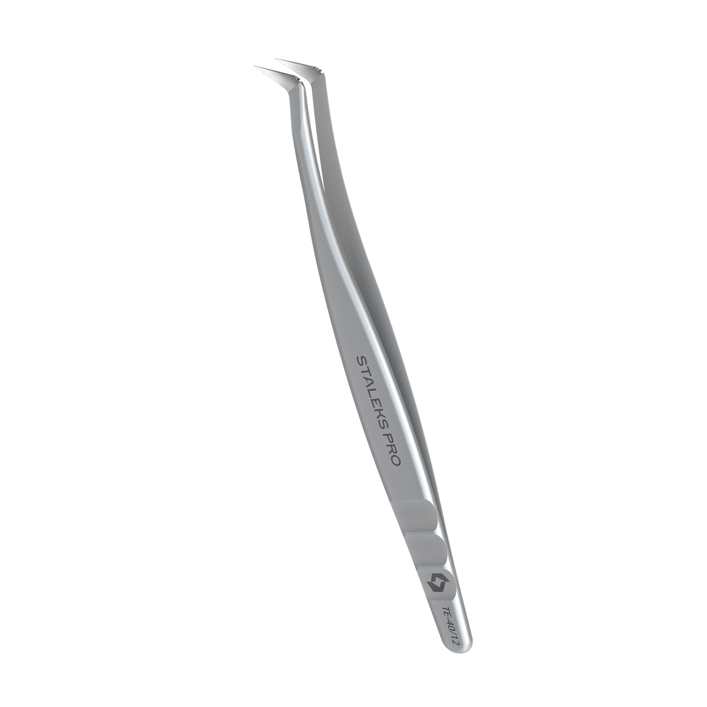 Professionelle Wimpernpinzette STALEKS PRO EXPERT 40 Typ 12 – gebogene „Boot“ 65° Pinzette aus AISI 420 Edelstahl für Volume‑Extensions