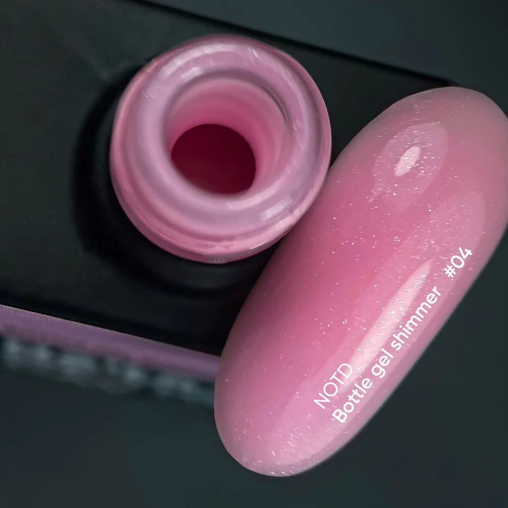 NAILSOFTHEDAY Bottle Gel shimmer 04 - ultrastarkes rosa Gel mit Silberschimmer, 10ml