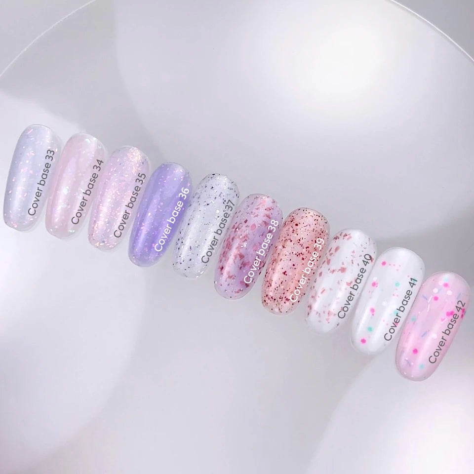 NAILSOFTHEDAY Cover Base 35 Potal – нежно-розовое базовое покрытие с голографической поталью, 10 мл