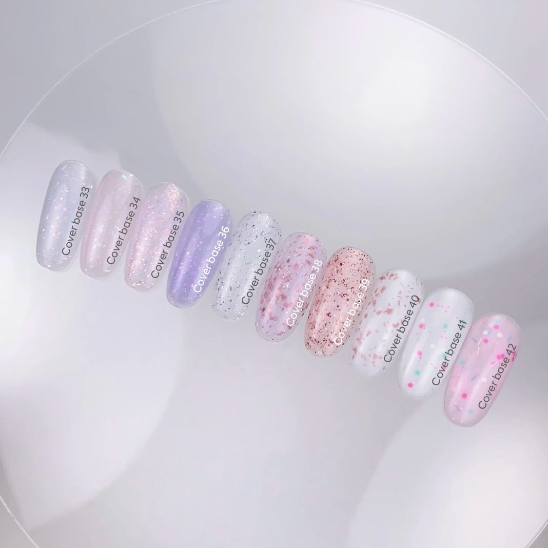 NAILSOFTHEDAY Cover Base 35 Potal – нежно-розовое базовое покрытие с голографической поталью, 10 мл