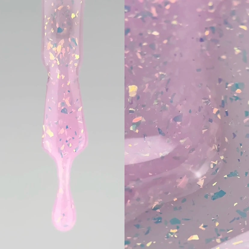 NAILSOFTHEDAY Cover Base 35 Potal – нежно-розовое базовое покрытие с голографической поталью, 10 мл