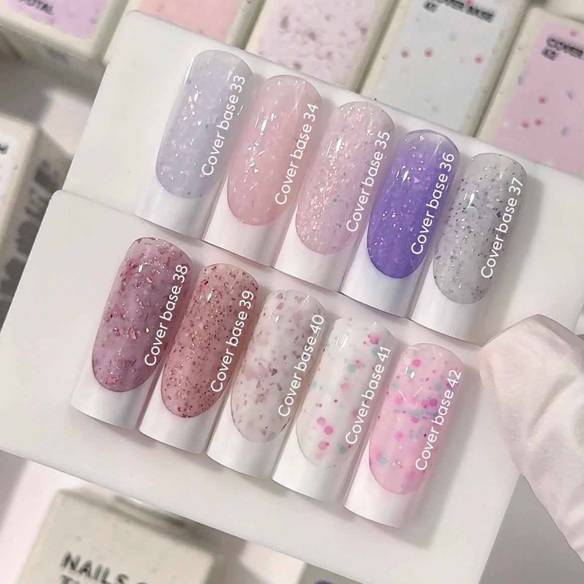 NAILSOFTHEDAY Cover Base 35 Potal – нежно-розовое базовое покрытие с голографической поталью, 10 мл
