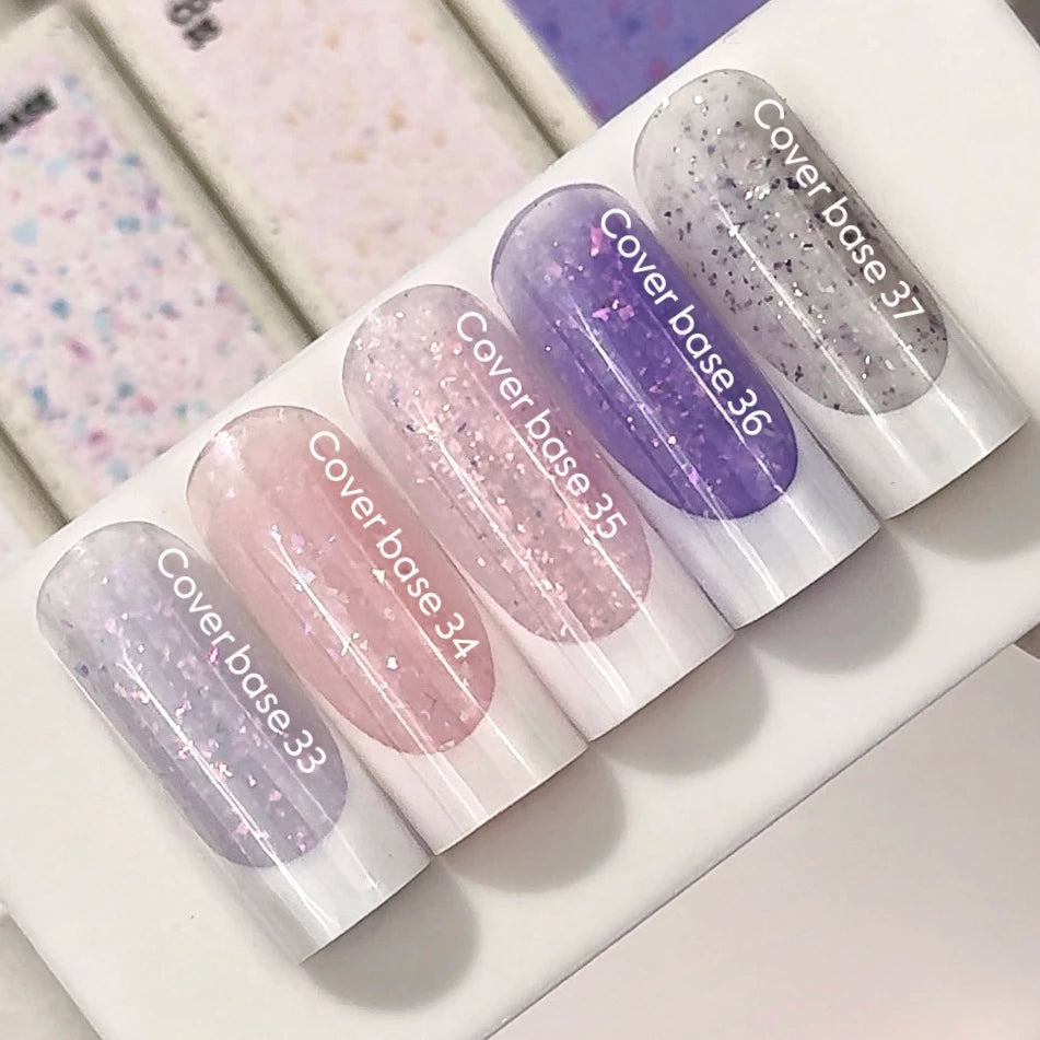 NAILSOFTHEDAY Cover Base 35 Potal – нежно-розовое базовое покрытие с голографической поталью, 10 мл