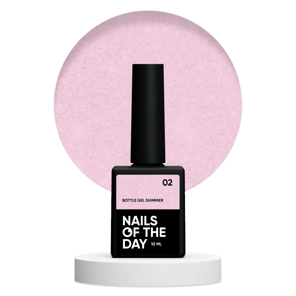 NAILSOFTHEDAY Bottle Gel Shimmer 02 - superstarkes milchig-rosa Gel mit Silberschimmer, 10ml
