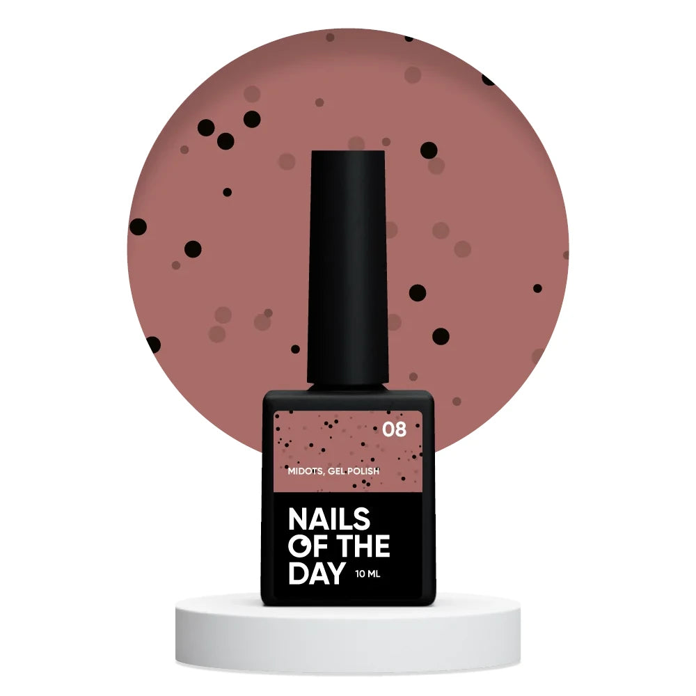 NAILSOFTHEDAY MiDots Gel Polish 08 – ziegelroter Gel-Lack mit schwarzen Punkten, 10 ml