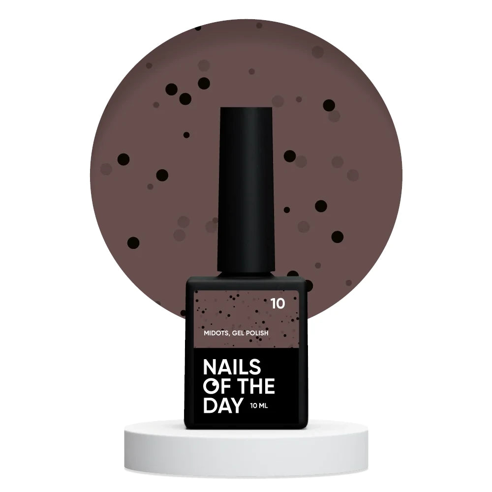NAILSOFTHEDAY MiDots Gel Polish 10 – hellbrauner Gel-Lack mit schwarzen Punkten, 10 ml