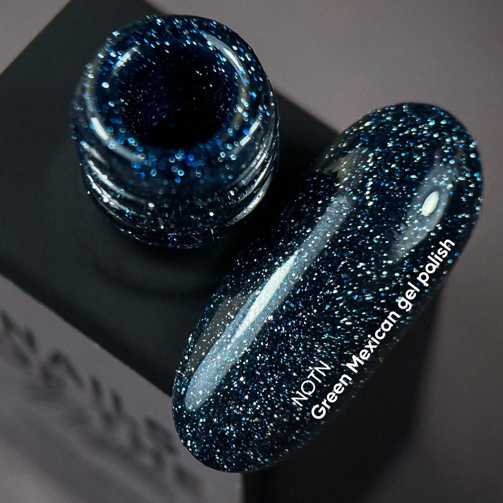 NAILSOFTHENIGHT Green Mexican gel polish - dunkelgrüner reflektierender Gellack für Nägel, 10ml