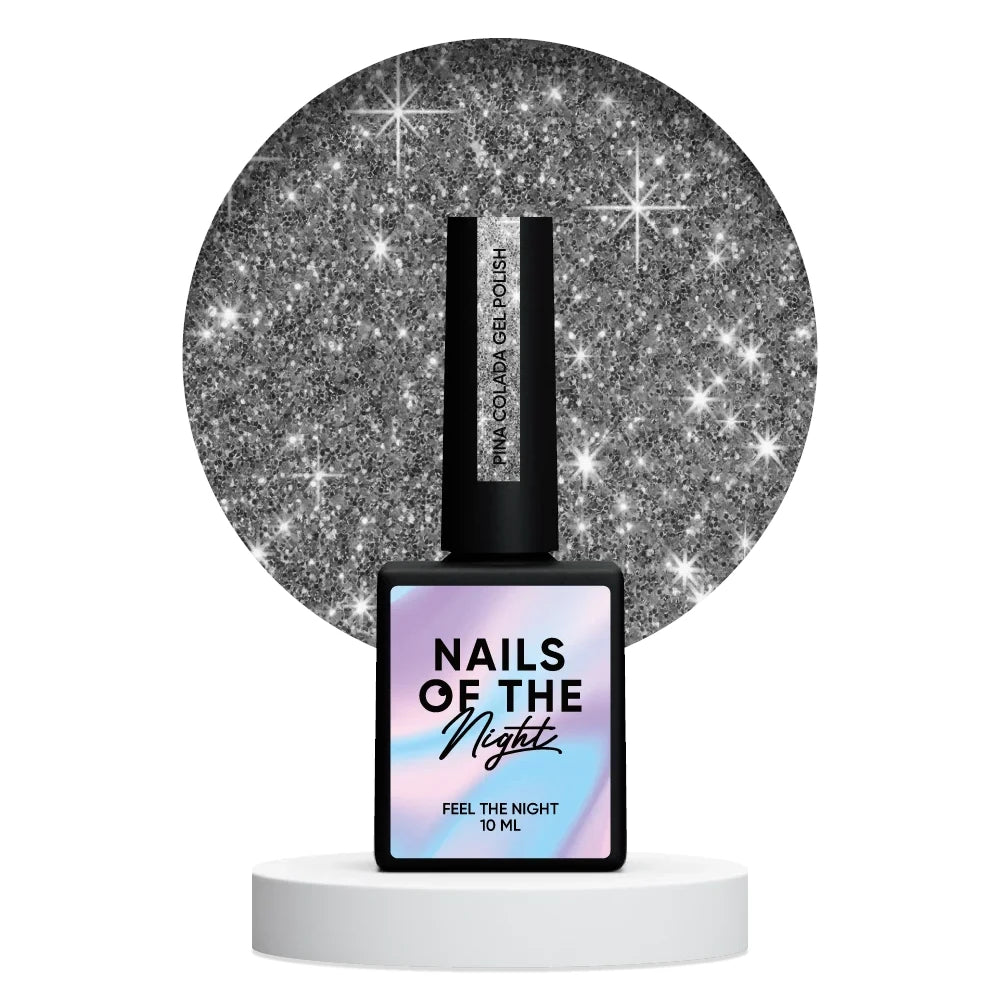 NAILSOFTHENIGHT Pina Colada gel polish - silberner reflektierender Gellack für Nägel, 10ml