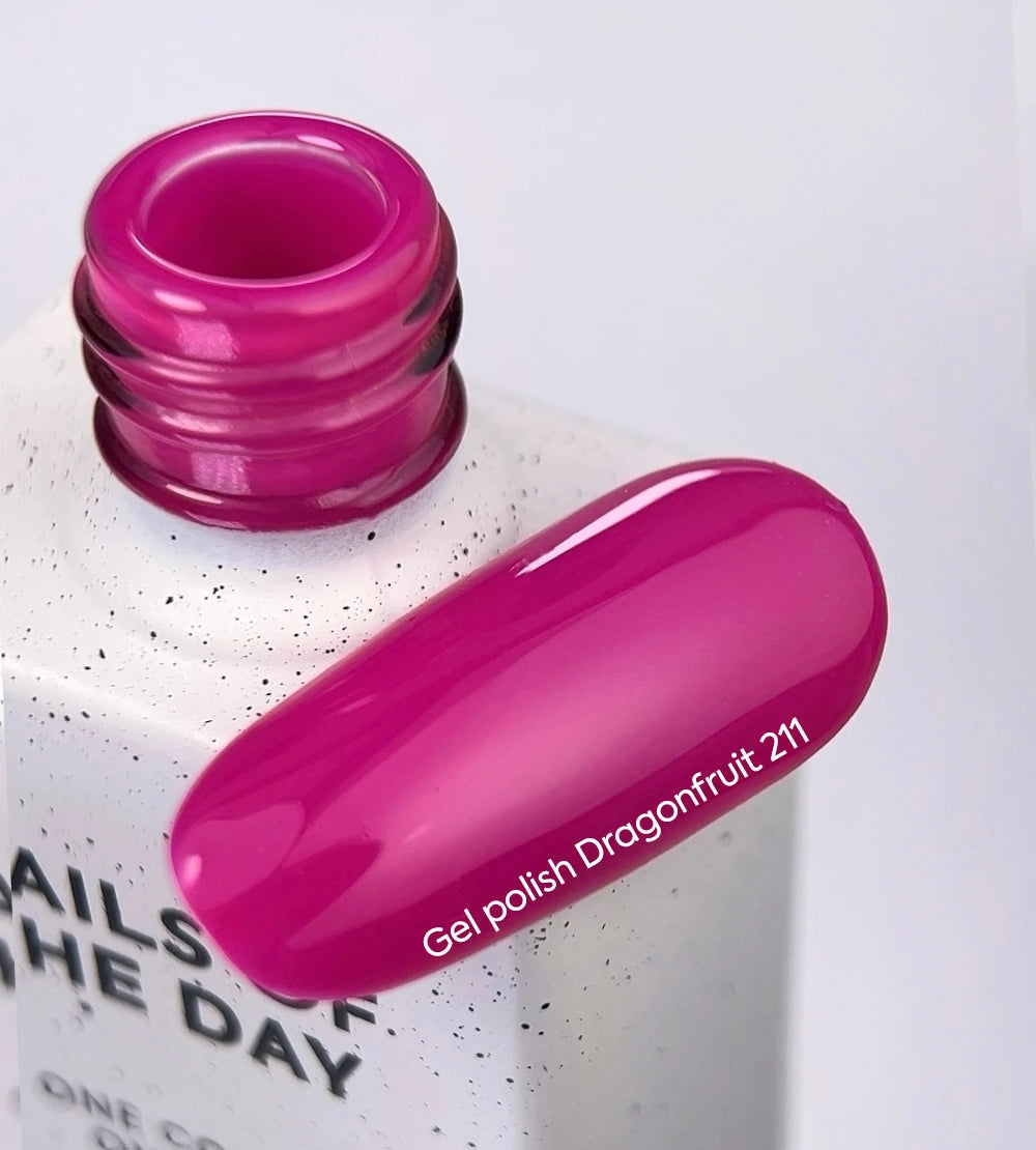NAILSOFTHEDAY Gel Polish Dragonfruit-211 – UV-GEL-LACK in leuchtendem Neon-Purpur-Rosa, deckend in 1 Schicht, LED/UV, 10 ml