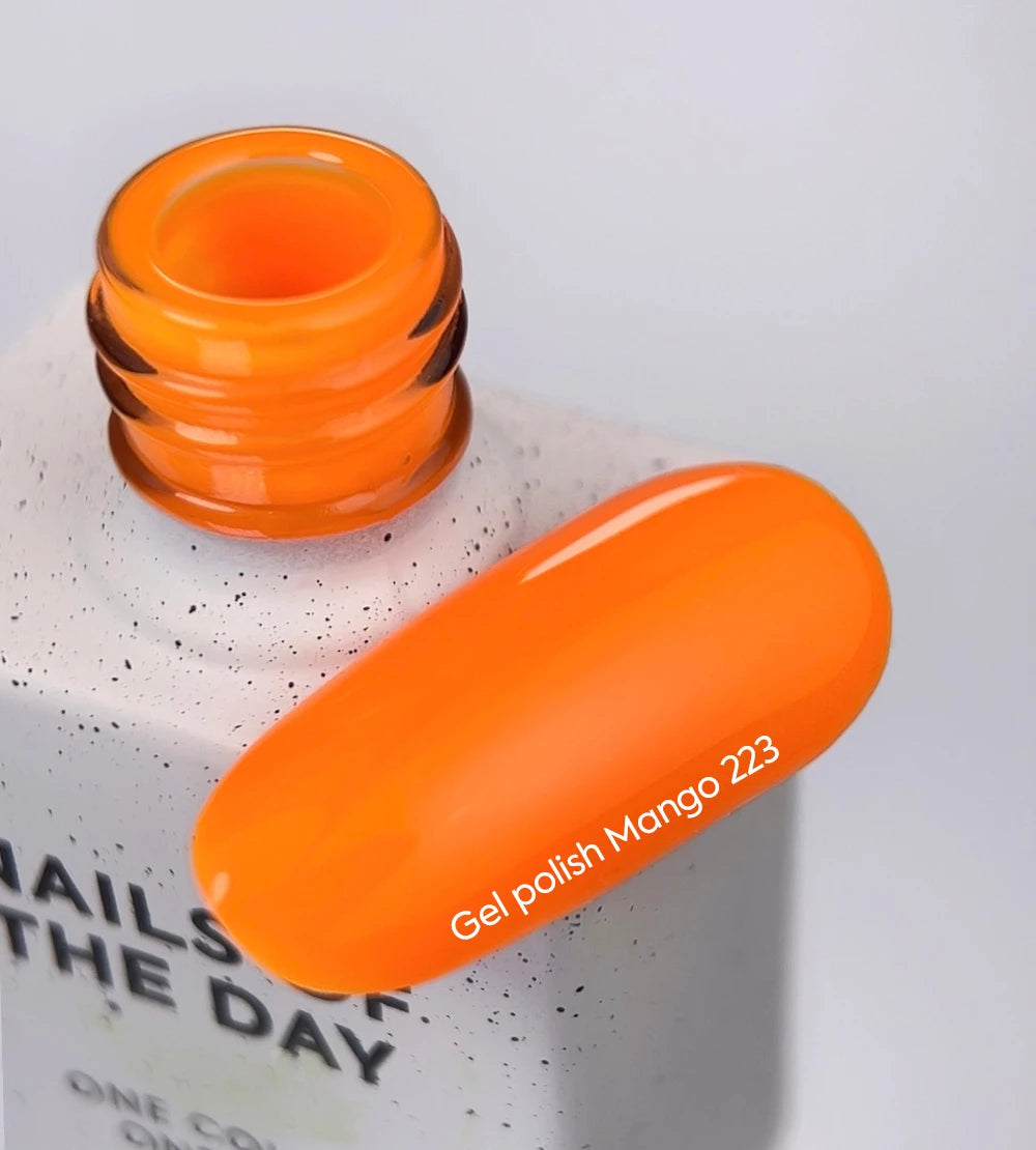NAILSOFTHEDAY Gel Polish Mango‑223 – UV‑GEL‑LACK in knalligem Neon-Orange, deckend in einer Schicht, LED/UV, 10 ml