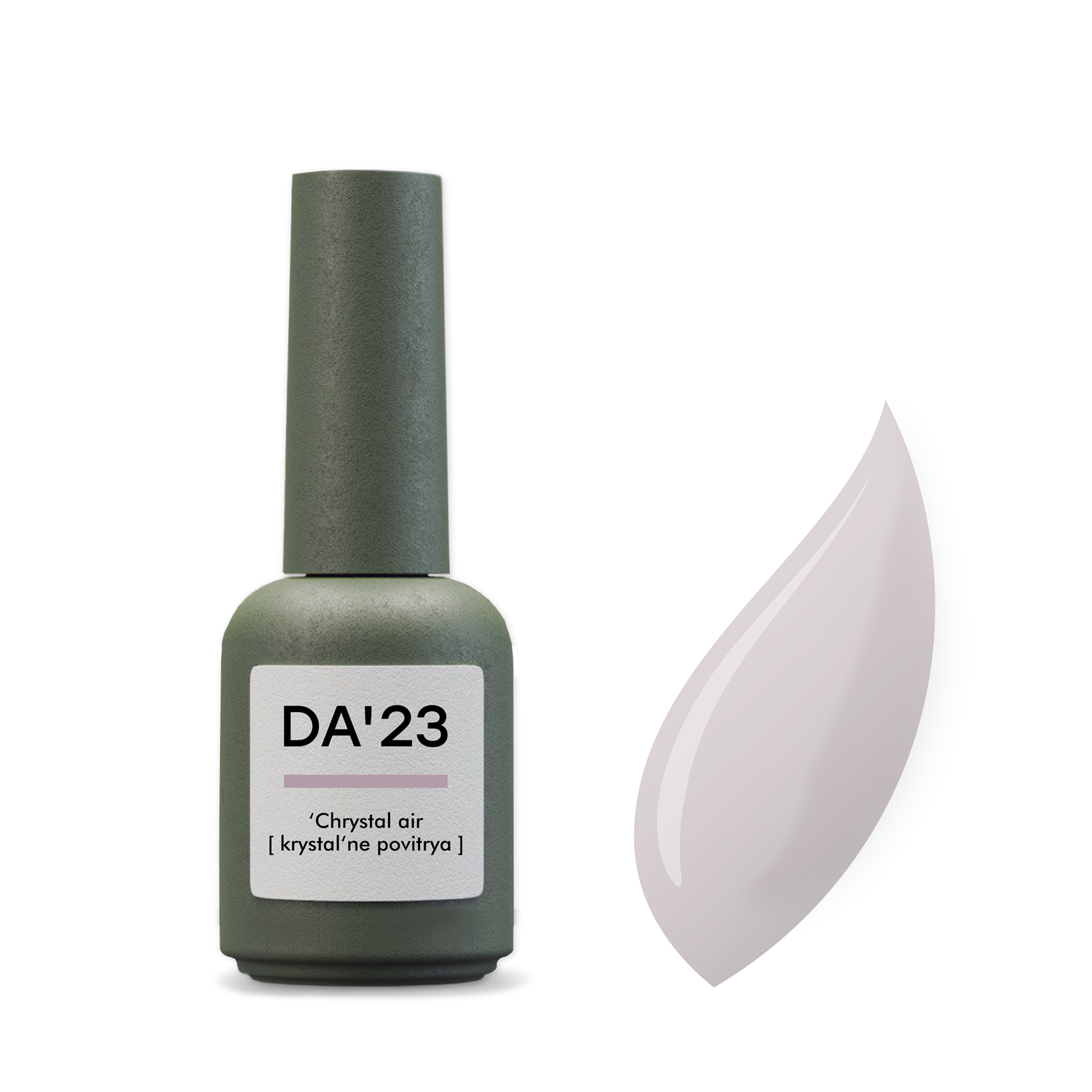Cover top DA_23 ‘Chrystal air [krystalʹne povitrya], 8 ml – halbtransparenter Gel-Topcoat, leichter Effekt, natürlicher Glanz, Farbe Pastell Grau-Rosa