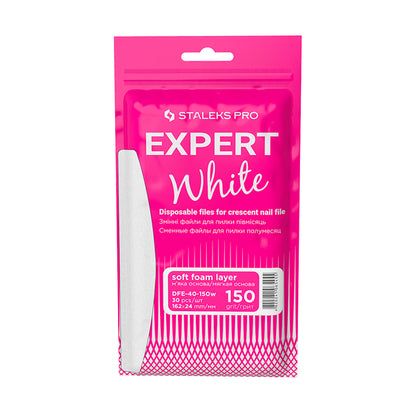 Staleks Pro Expert 40 Weißer Wechsel-Feilen Set, Halbmond, weiche, 150 Grit, 30 Stück – selbstklebende Nagelfeilen