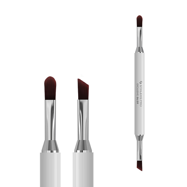 Staleks Exclusive Doppelseitiger Gel-Pinsel 06/09 – Ovalpinsel 11 mm & Schrägpinsel 9 mm für Gel, Builder Gel und Gel Polish