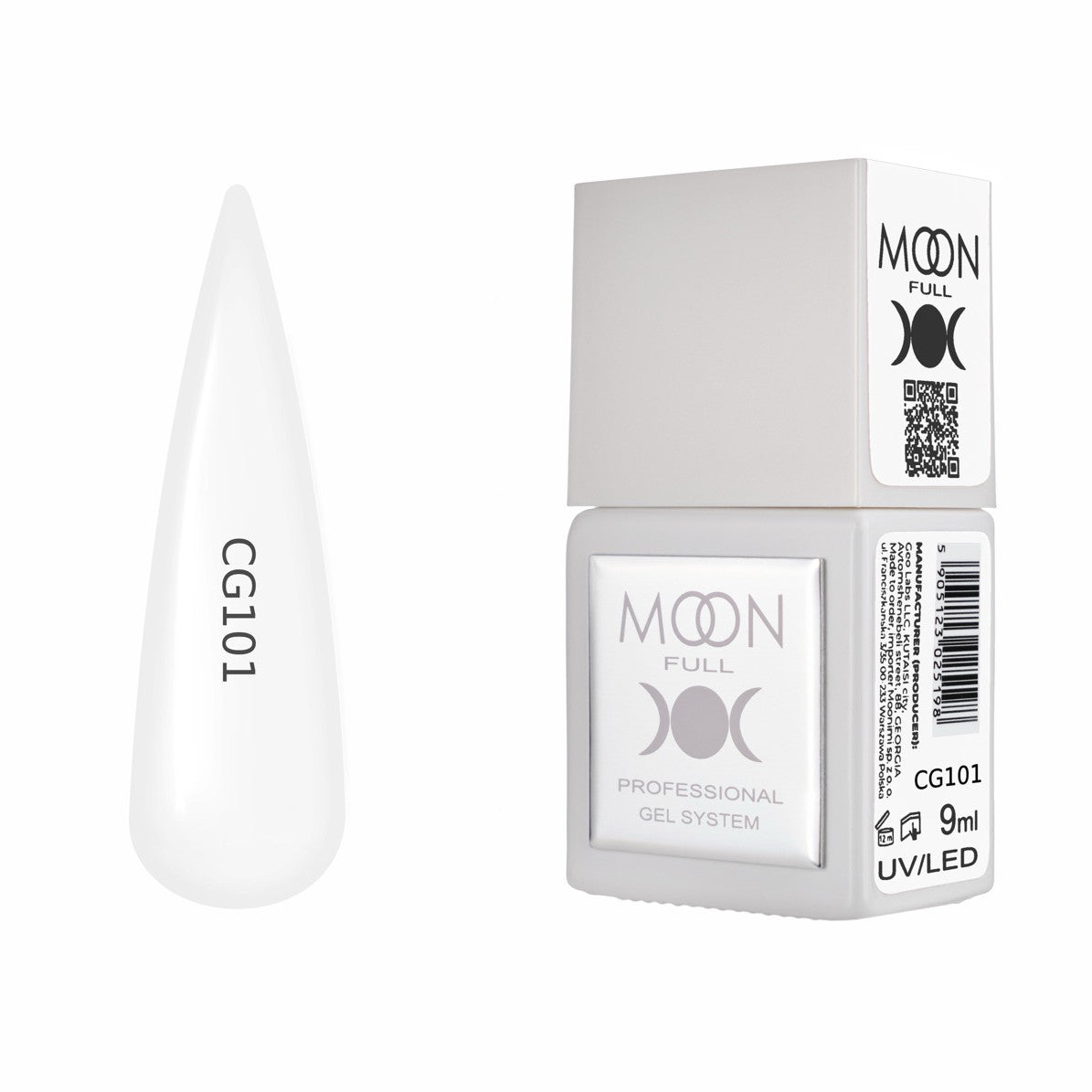 Moon Full Color Gel Polish 9 ml №CG101 – Perlmutt-Weiß, UV-Gel-Lack