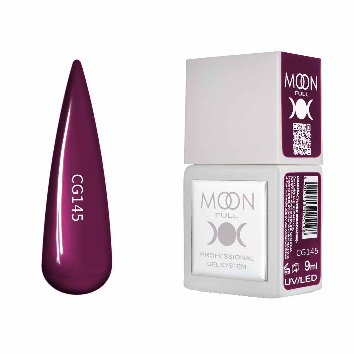 Moon Full Color Gel Polish 9 ml №CG145 – Pflaumen-Rot, UV-Gel-Lack