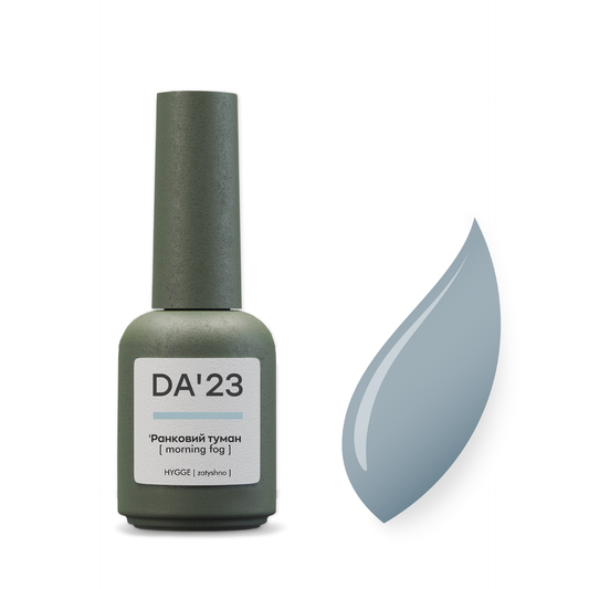 Gel Polish DA’23 Rankovyi tuman [morning fog], 8 ml – zartes Grau mit kühlem Unterton, mittlere Konsistenz, glänzendes Finish, langanhaltende Deckkraft