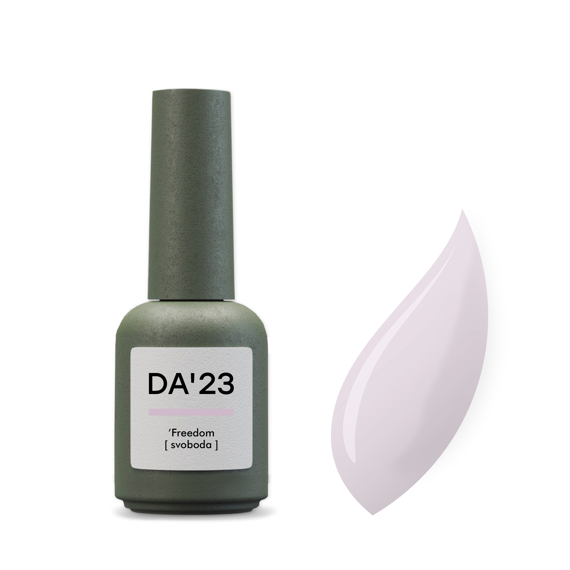 Cover top DA’23 ‘Freedom [svoboda], 8 ml – halbtransparenter Gel-Topcoat, leichter Effekt, natürlicher Glanz, Farbe Pastell-Lavendel