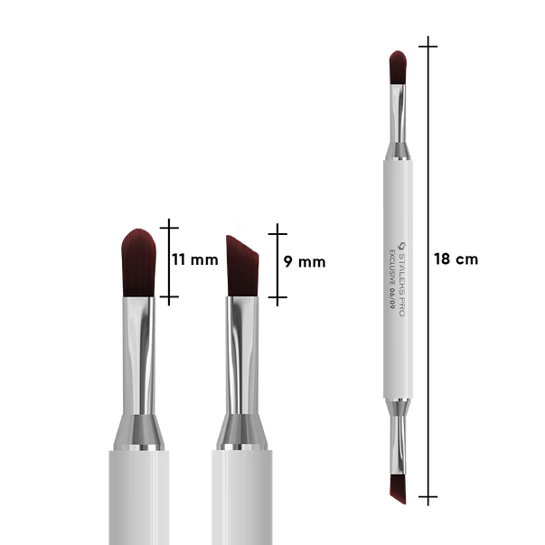 Staleks Exclusive Doppelseitiger Gel-Pinsel 06/09 – Ovalpinsel 11 mm & Schrägpinsel 9 mm für Gel, Builder Gel und Gel Polish