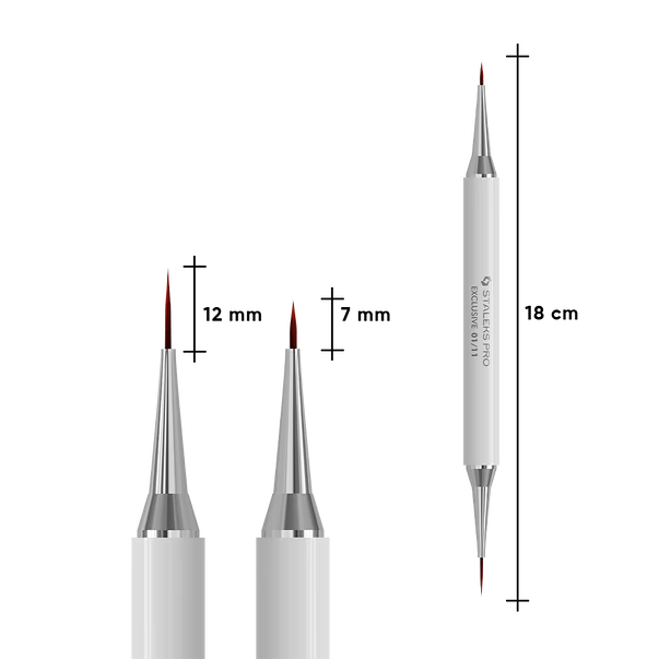 Staleks Exclusive Doppelseitiger Nailart-Pinsel 01/11 – Profi-Liner 12 mm & 7 mm für Gel, French und Nail Art