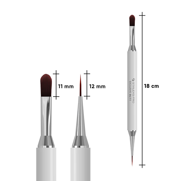 Staleks Exclusive Doppelseitiger Gel- & Nailart-Pinsel 06/11 – Gelpinsel 11 mm & Liner 12 mm für Builder Gel, Gel Polish und French