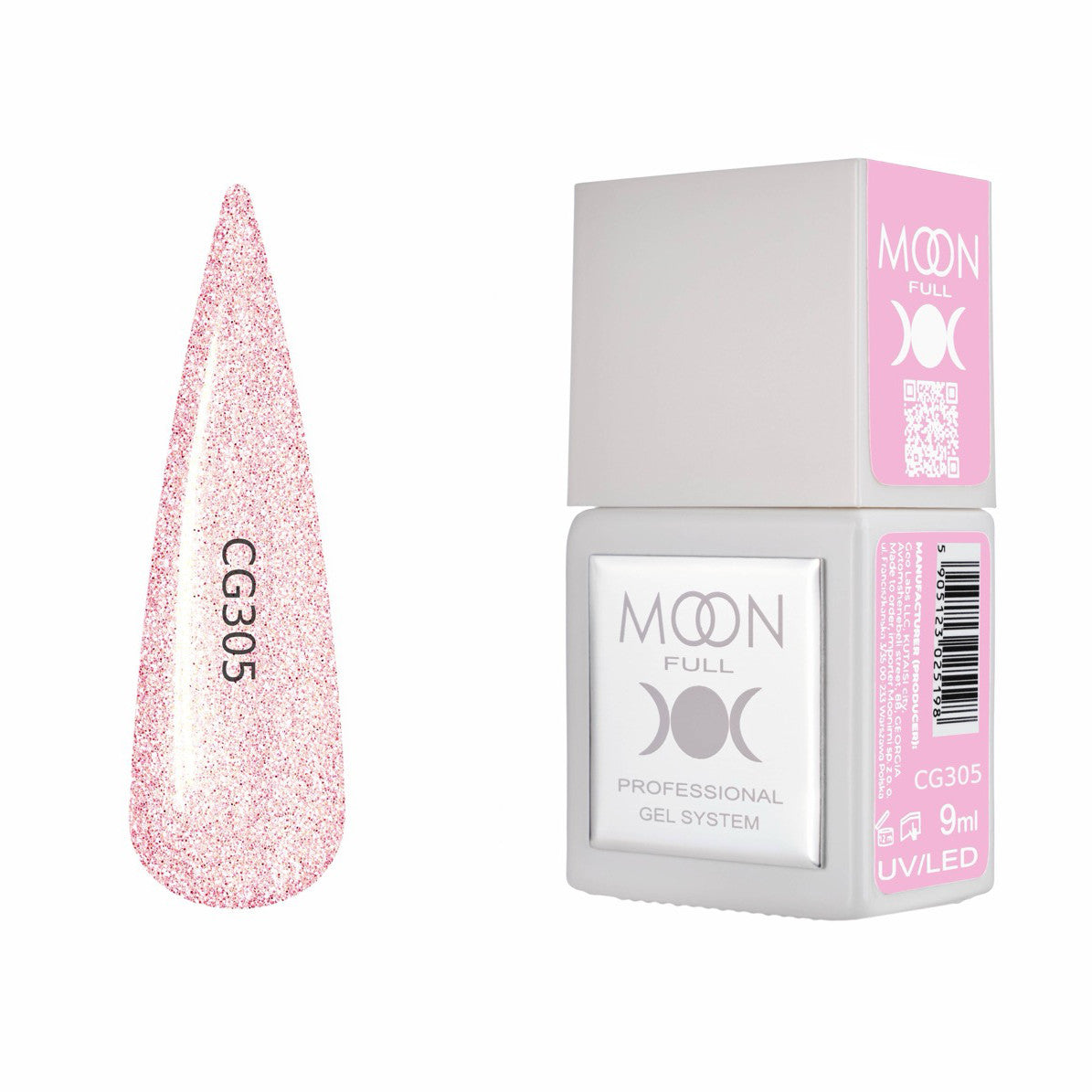 Moon Full Color Gel Polish 9 ml №CG305 – Zartrosa-Glanz, UV-Gel-Lack mit Schimmer